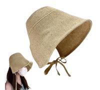 Chapeau De Soleil | Chapeau D'été En Coton Et Lin Pour Femme Avec Cravate, Visière De Protection UV Pliable | Couvre-chef D'extérieur Respirant Pour Femmes, Plage, Voyage, Pêche, Golf, Randonnée