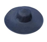 Chapeau de soleil classique en paille à large bord pour femme - Couleurs différentes - Gwy422, bleu marine, Taille unique