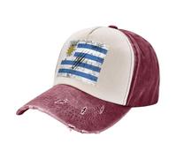Chapeau de Soleil Confortable,Lavé et Ajustable,aux Couleurs du Drapeau Uruguayen,pour Hommes et Femmes,pour La Course à Pied et Les Loisirs Quotidiens. Léger,Résistant et Confortable. Dark Red