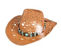 Chapeau de Soleil Cowgirl à Large Bord, Chapeau de Plage Élégant pour Femme, Sombrero pour Femmes, Accessoires Décontractés pour Voyage, Pique-nique, Camping, Vacances, Randonnée et Activités