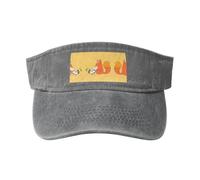 Chapeau de soleil creux imprimé graines de tournesol et renards - Tendance et polyvalent, unisexe, un article indispensable pour les sports de plein air/voyage/usage quotidien, gris, taille unique