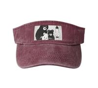 Chapeau de soleil creux mignon motif bouteille de lait ours noir - Chapeau de soleil respirant à séchage rapide