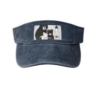 Chapeau de soleil creux mignon motif bouteille de lait ours noir - Chapeau de soleil respirant à séchage rapide, bleu marine, taille unique