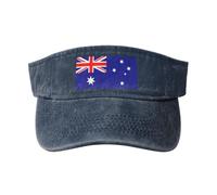 Chapeau de soleil creux motif drapeau australien noir - Chapeau de soleil respirant à séchage rapide, bleu marine, taille unique