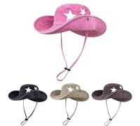 Chapeau de Soleil de Plage, Casquette de Cowboy, Chapeau de Pêcheur Pour Homme et Femme, Deux Façons de Le Porter, Chapeau de Pêche avec Mentonnière (FR/ES, Alpha/lettres, M, Rose)