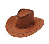 Chapeau de soleil décontracté à couture fixe Western Cowboy Chapeau de soleil à large bord pour adulte Shampoing de cowboy, marron, taille unique