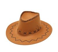Chapeau de soleil décontracté à couture fixe Western Cowboy Chapeau de soleil à large bord pour adulte Shampoing de cowboy, kaki, taille unique