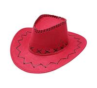 Chapeau de soleil décontracté à couture fixe Western Cowboy Chapeau de soleil à large bord pour adulte Shampoing de cowboy, Bordeaux, taille unique