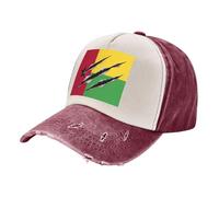 Chapeau de Soleil Décontracté en Maille Respirante et Ajustable aux Couleurs du Drapeau National de Guinée-Bissau,pour La Course à Pied et Le Quotidien. Léger,Résistant et Confortable. Dark Red
