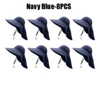 Chapeau De Soleil D'été À Grand Bord Pour Hommes,Avec Protection Du Cou,Chapeau De Pêche En Plein Air,Châle,Denim,Couvrant Le Visage,Protection Solaire - Type Navy Blue-8pcs