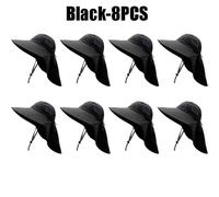 Chapeau De Soleil D'été À Grand Bord Pour Hommes,Avec Protection Du Cou,Chapeau De Pêche En Plein Air,Châle,Denim,Couvrant Le Visage,Protection Solaire - Type Black-8pcs