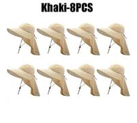 Chapeau De Soleil D'été À Grand Bord Pour Hommes,Avec Protection Du Cou,Chapeau De Pêche En Plein Air,Châle,Denim,Couvrant Le Visage,Protection Solaire - Type Khaki-8pcs