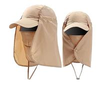 Chapeau de soleil d'extérieur pour femme et homme, bonnet de pêche et de randonnée avec couverture du visage et du cou, UPF 50+, accessoire de sport de plein air, bleu, kaki, taille unique