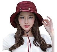 Chapeau de Soleil Elégant Printemps Eté Chapeau de Seau Bassin Pliable Visière Anti-UV Capeline de Camping Voyage Vacances Pêche Sport Séchage Rapide pour Femme - Bordeaux