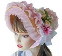 Chapeau de soleil en dentelle pour femme - Chapeau de paille victorien - Coiffe victorienne - Chapeau de paille floral - Bibi en dentelle pour femme