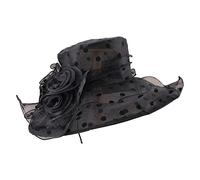 Chapeau de soleil en maille pour printemps et été - Chapeau de tempéré - Chapeau de soleil à large bord - Chapeau pour femme, Noir , Taille unique