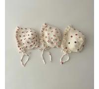 Chapeau de soleil imprimé coréen pour bébé, mignon fleur cerise, casquette de princesse pour nourrissons filles, en coton, Protection des oreilles pour nouveau-né, printemps-automne C