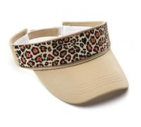 Chapeau de soleil imprimé léopard pour adolescents - Sports de plein air simples pour femme et adolescente - Bords larges - Pliable - Anti-soleil - Vide - Pare-soleil - Femme, kaki, C