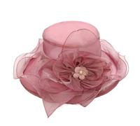 Chapeau de soleil large bord en organza pour femme - Chapeau de mariage pour femme, Violet clair, L