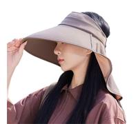 Chapeau de soleil léger unisexe multicolore avec rabat tour de cou réglable taille de la tête seau en coton respirant pour la randonnée, la pêche, marron, taille unique