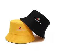 Chapeau de soleil - Mixte - Réversible - Protection solaire - 100% coton - Jaune fraise