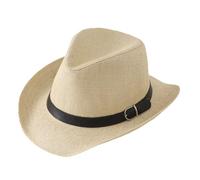Chapeau de Soleil Panama en Paille tressée pour Femmes et Hommes avec Bord Large roulé idéal pour la Plage Les et Un Style décontracté élégant d'inspiration Britannique (B-Beige, One Size)