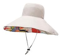 Chapeau de soleil pliable UPF 50+ à motif sous le bord pour l'été, la randonnée, la pêche, la plage, hommes et femmes Rkz375, beige, Taille unique