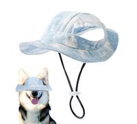 Chapeau de soleil poreux en maille avec trous pour les oreilles | mentonnière réglable pour chiot et chat pour un confort élégant et protection contre les rayons UV