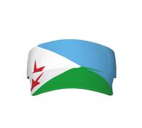 Chapeau de soleil pour adulte Drapeau de Djibouti avec dessus creux, sans rembourrage, sans effet sur la coiffure, fabriqué en 100% polyester, noir