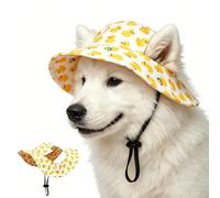 Chapeau de Soleil pour Chien avec Ouvertures pour Oreilles, Bob réglable pour Petits, Moyens et Grands Chiens & Chats, Motif Canard Mignon, Large Bord, Bonnet Respirant (Yellow,S)
