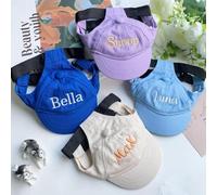 Chapeau de soleil pour chien brodé personnalisé avec nom réglable Sports de plein air Sun Baseball Cap avec casquette de baseball cadeau (L)