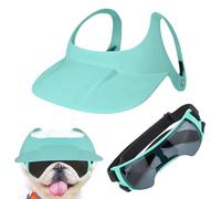 Chapeau de soleil pour chien - Protection UV - 12 x 4 cm - En polypropylène EVA - Imperméable - Avec sangle réglable et lunettes - Léger - Pour promenades sur la plage et aventures quotidiennes