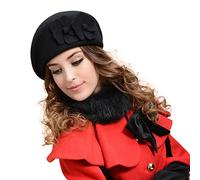 Chapeau de soleil pour enfants Chapeau en feutre Bonnet en laine pour femme Béret mode française Chaud Pillbox Casquettes de baseball Chapeau Laine Femme, Noir , taille unique