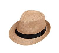 Chapeau de Soleil pour Enfants Chapeaux de Paille avec Ceinture Noire Chapeau Melon Rétro à Bords Roulés Capeline Pliable Casquettes Panamas Style Jazz Cowboy pour Plage Quotidienne