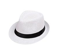 Chapeau de Soleil pour Enfants Chapeaux de Paille avec Ceinture Noire Chapeau Melon Rétro à Bords Roulés Capeline Pliable Casquettes Panamas Style Jazz Cowboy pour Plage Quotidienne