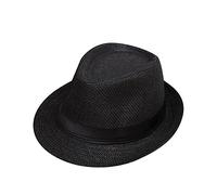 Chapeau de Soleil pour Enfants Chapeaux de Paille avec Ceinture Noire Chapeau Melon Rétro à Bords Roulés Capeline Pliable Casquettes Panamas Style Jazz Cowboy pour Plage Quotidienne