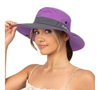 Chapeau de soleil pour femme avec protection UV - Chapeau de pêche à large bord - Chapeau d'été pour la plage, la queue de cheval en maille