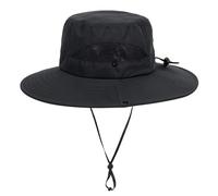 Chapeau de soleil pour femme, protection UV, chapeau de plage à large bord, chapeau de pêche avec trou pour queue de cheval, pliable, pliable, Noir, Medium