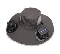 Chapeau de Soleil pour Homme avec 2 Ventilateurs Solaires, Chapeau de Ventilateur Solaire à Large Bord UPF50, Chapeau de Pêche en Plein Air, Chapeau de Pêcheur en Nylon à Séchage