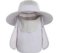 Chapeau de soleil protection UV large carde nylon respirant séchage rapide upf 50+ pêche avec hall facial amovible couverture de chiffon gris clair