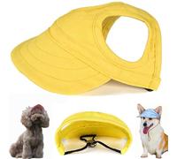 Chapeau de Soleil réglable en PVC pour Chien, Capuche de Protection Solaire extérieure personnalisée pour Chien, avec Trous pour Les Oreilles, Convient à Tous Les Chiens (Yellow,Large)