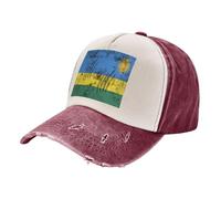 Chapeau de Soleil Rwandais Ajustable en Maille Respirante à Motif Drapeau Classique, pour Hommes et Femmes, pour Le Sport, Le Quotidien et Les Loisirs. Léger, Résistant et Confortable. Dark Red