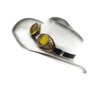 Chapeau de soleil style occidental classique avec des motifs uniques de peinture et des lunettes pour activités de plein air et fêtes à thème, chapeau de soleil vintage, Spray noir blanc pa, Taille