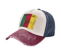 Chapeau de Soleil Tendance Imprimé du Drapeau du Cameroun, Confortable, en Tissu Doux et Respirant, Ajustable, pour Hommes et Femmes, pour Les Vacances et Le Quotidien. Léger et Léger. Navy and Red