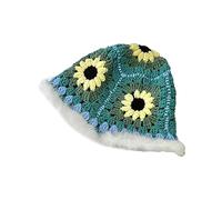 Chapeau de soleil tissé à la main InsStyle Street Snap pour adolescentes, filles, femmes, coiffe de fête, coiffe photo, chapeau cloche au crochet pour femme, Vert, Taille unique