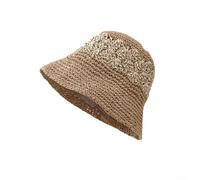 Chapeau de soleil tissé léger avec grand bord pour un ombrage complet du visage et du cou pendant les activités de plein air (kaki)