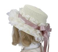 Chapeau de soleil victorien fait à la main avec bordure en dentelle et ruban pour les amateurs de mode, accessoires de fête
