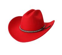 Chapeau de soleil vintage pour homme et femme à large bord plat Western pour randonnée, camping, pêche, voyage, activités de plein air, Halloween, Rouge, Taille unique