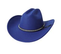 Chapeau de soleil vintage pour homme et femme à large bord plat Western pour randonnée, camping, pêche, voyage, activités de plein air, Halloween, bleu, Taille unique