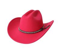 Chapeau de soleil vintage pour homme et femme à large bord plat Western pour randonnée, camping, pêche, voyage, activités de plein air, Halloween, rose rouge, Taille unique